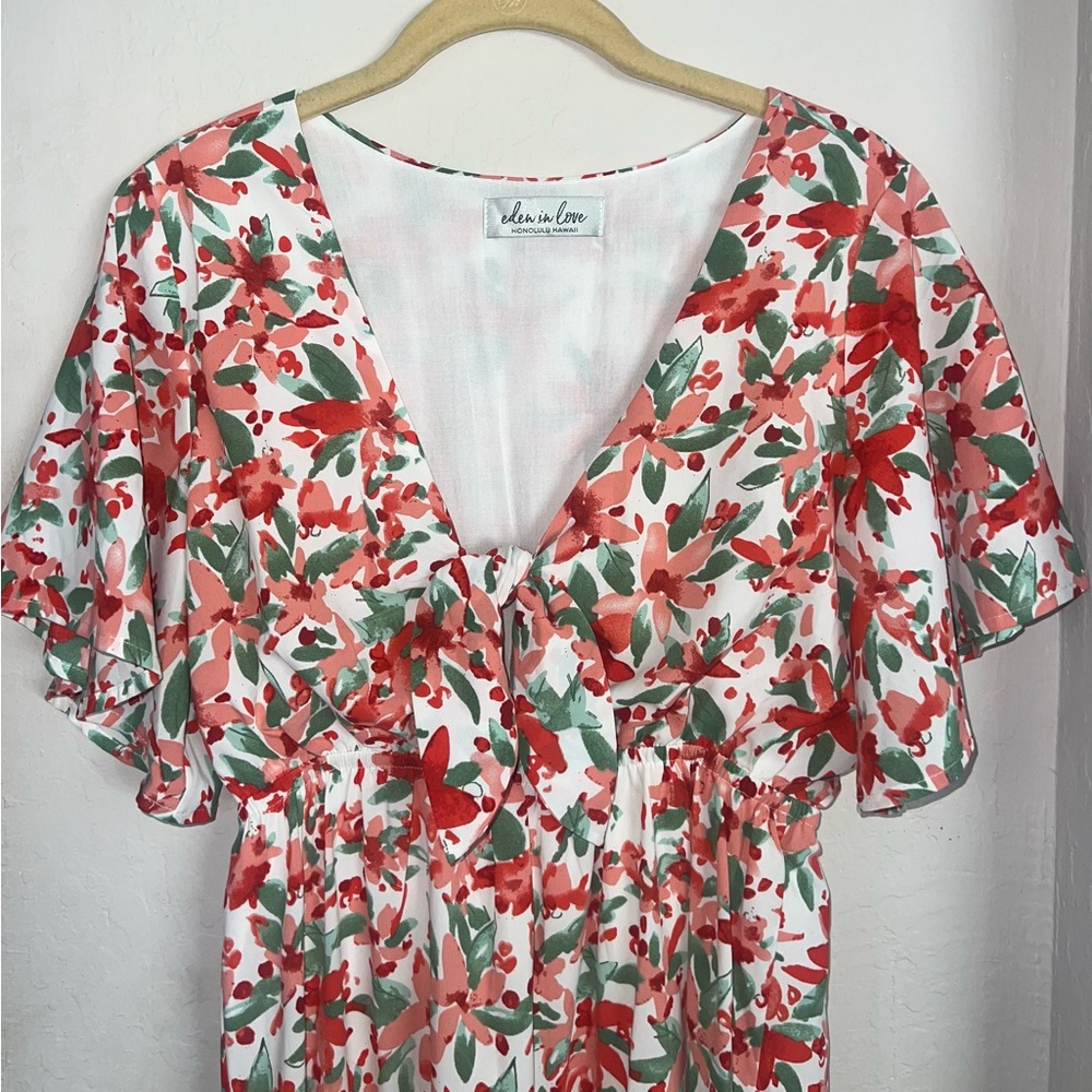 Floral Maxi Dress by Eden in Love (Honolulu Hawaii)- Red and Green
